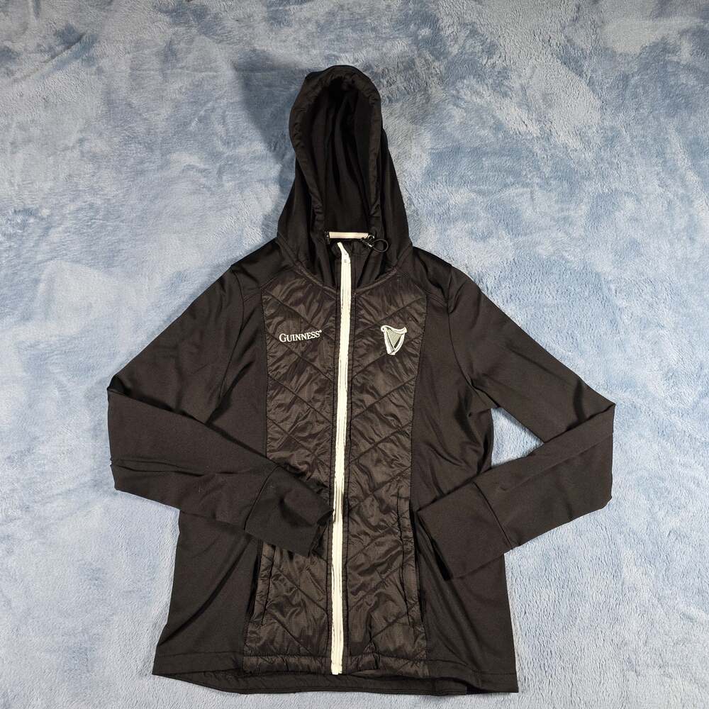 Official Guinness Dry Fit Performance Jacket Women’s Med Black Hooded Full Zip
